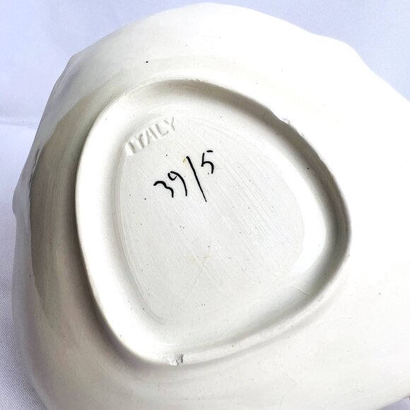 Italian Hand-Painted Vintage Ceramic Dish with Handle - Floral Design, Scalloped - Picture 6 of 10